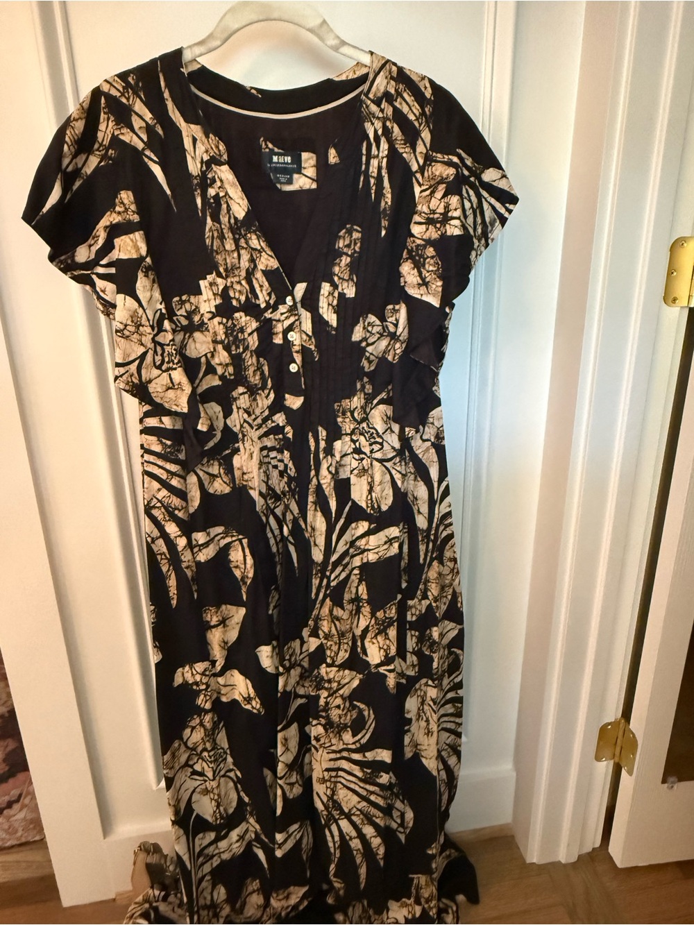 Maeve Black and Cream Floral Print Maxi Dress
